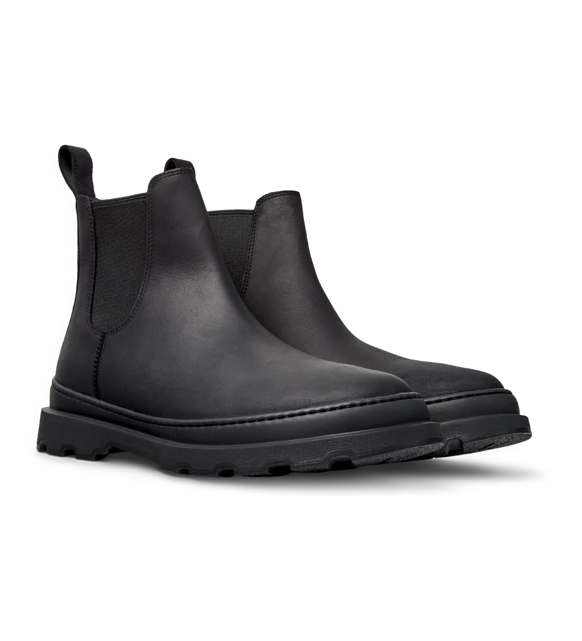 Camper pour homme. K300534-001 Bottines en cuir Brutus noir (45), Plat, Aucun, Casuel
