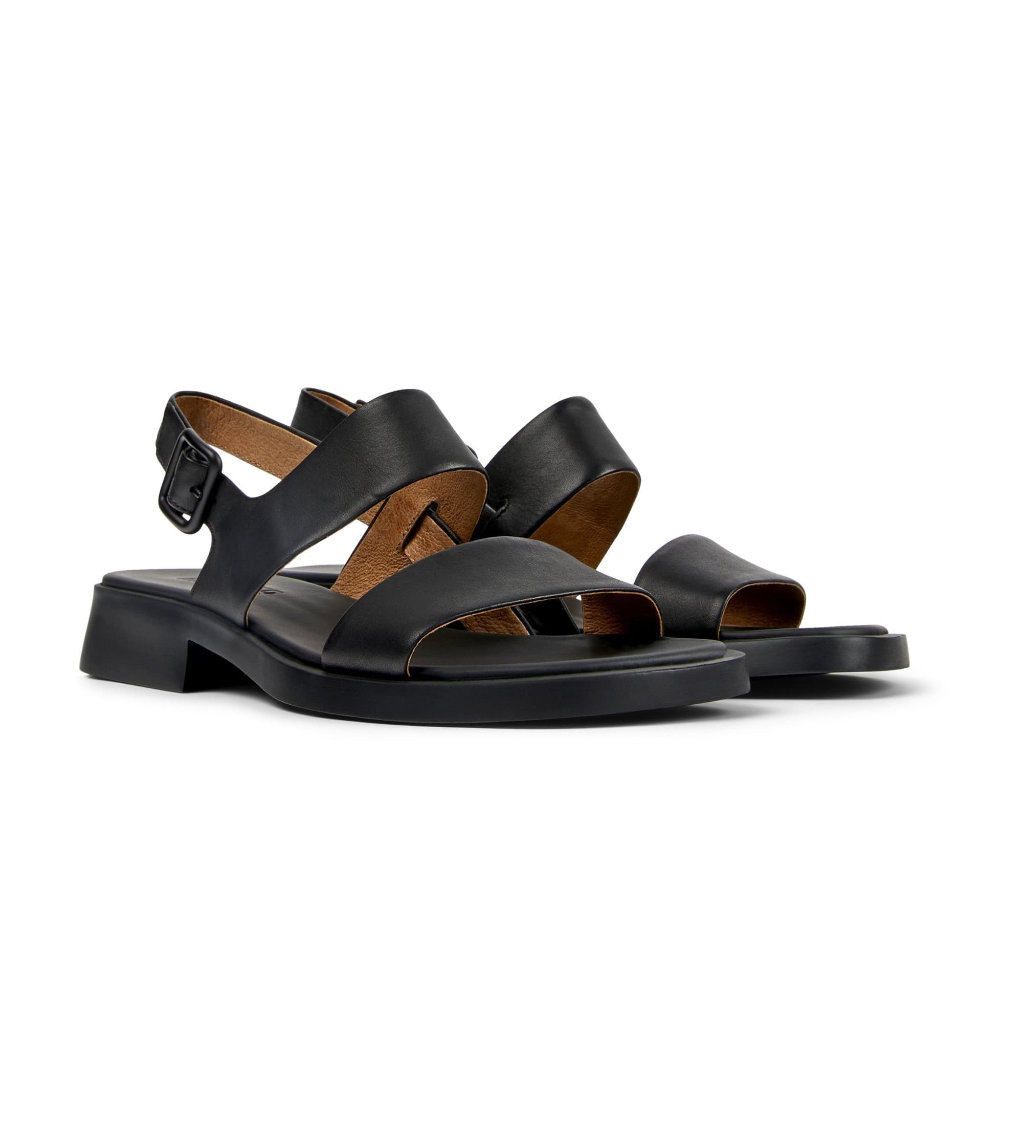 Camper pour femme. K201486-005 Sandales en cuir Dana noir (40), Plat, Boucle, Casuel
