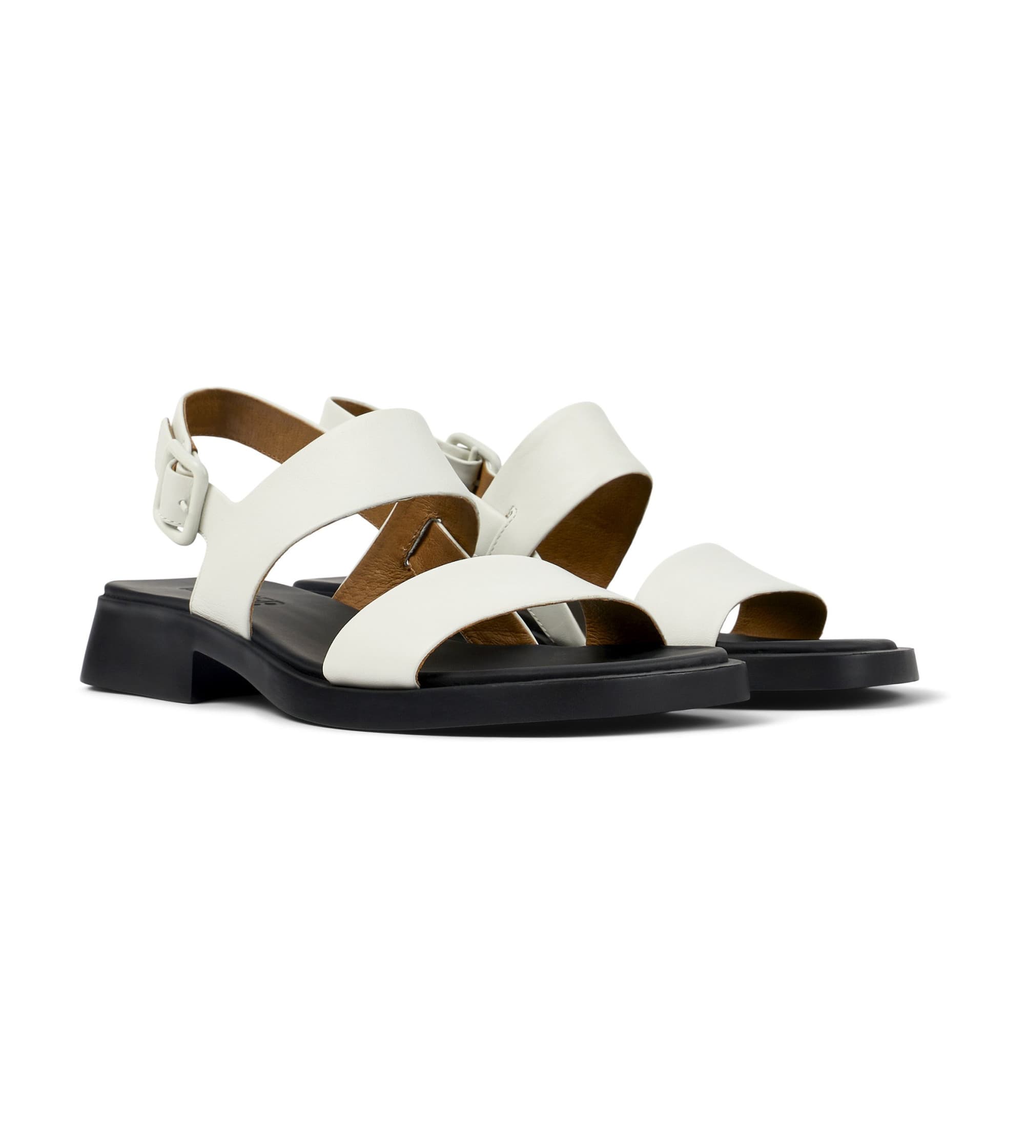 Camper pour femme. K201486-007 Sandales en cuir Dana blanc (37), 1 à 3 cm, Boucle, Casuel