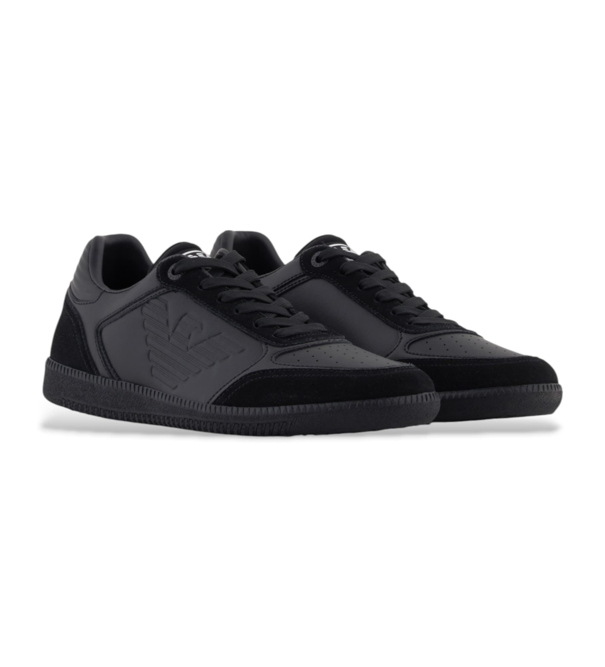 EA7unisex. 7X000405_AF19826 Heritage Eagle Leren Sneakers zwart (44 2/3), Plat, Veters, Casual
