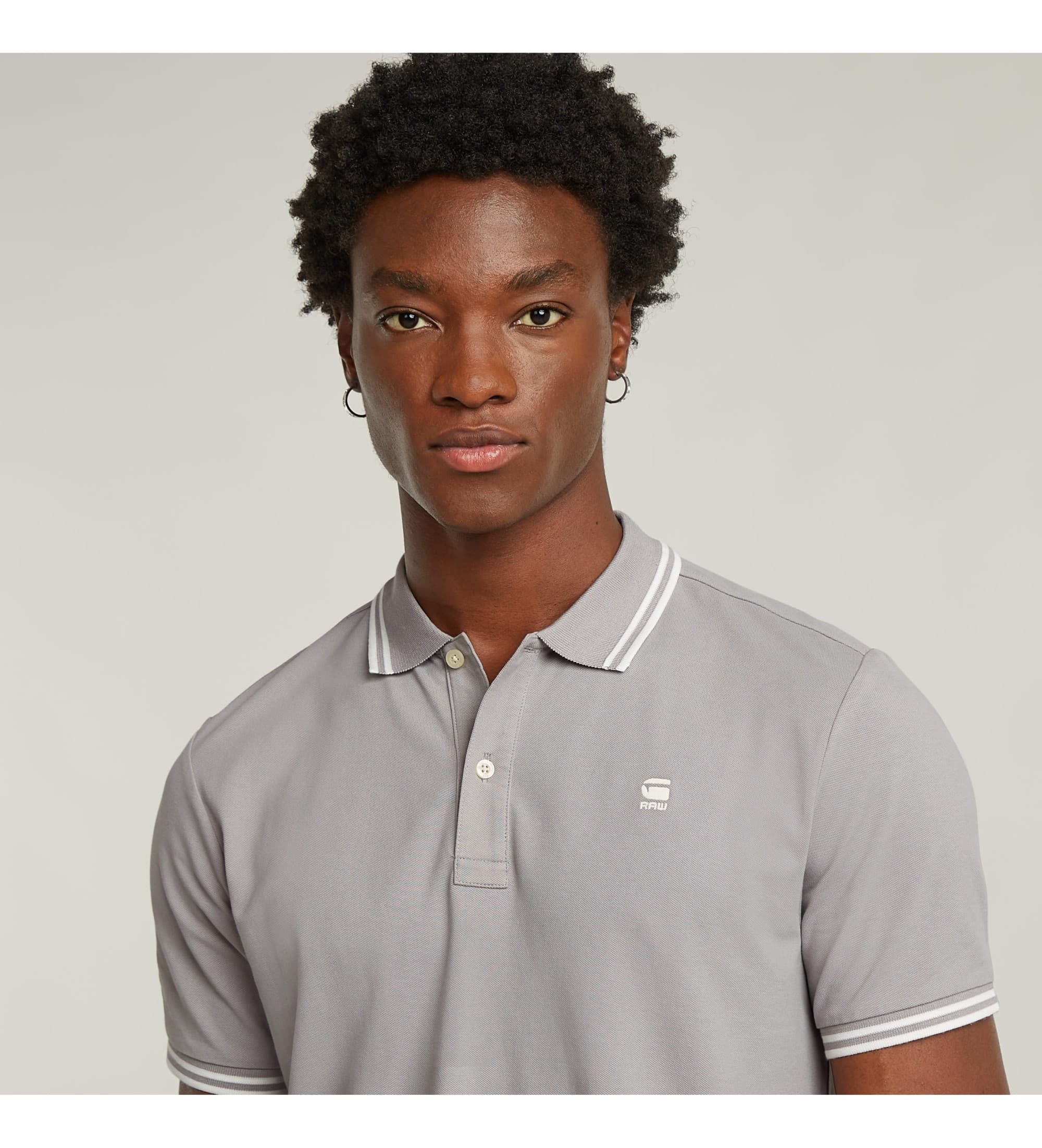 G-Star für Herren. D17127-5864-G276 Polo Dunda schmal gestreift grau (XL), Lässig, Kurzarm, Bio-Baumwolle, Nachhaltig