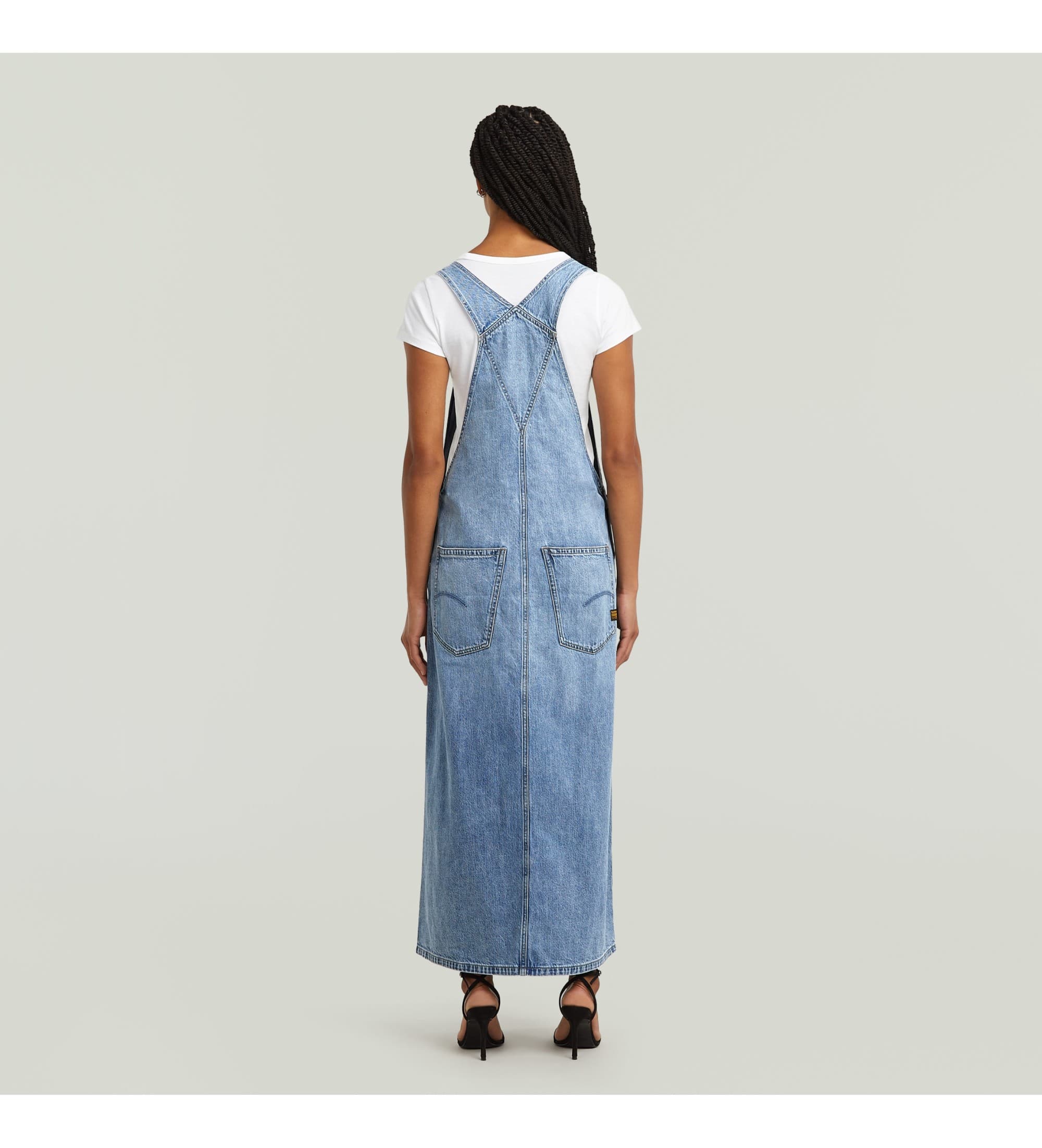 G-Star für Damen. D27734-D536-H550 Skater-Maxi-Latzhosen-Kleid blau (S), Lässig, Baumwolle, Denim, Ärmellos / Hosenträger