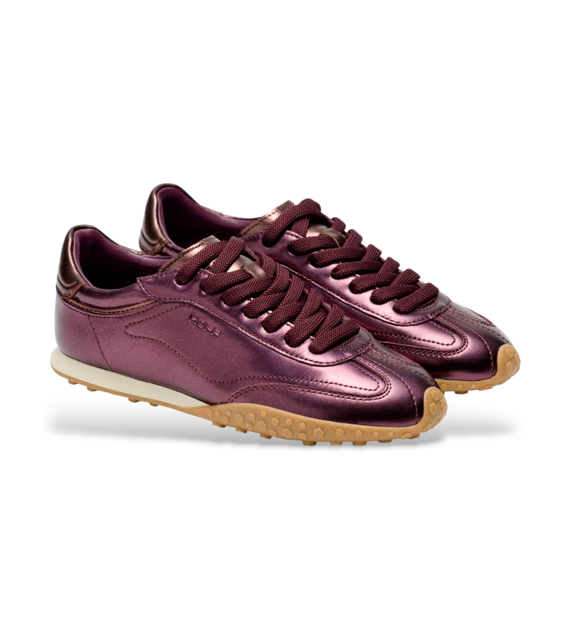 HOFF pour femme. 22561015 Bridge Metallics Lilac Leather Sneakers (39), Cuir, Plat, Lacets, Casuel, Violet
