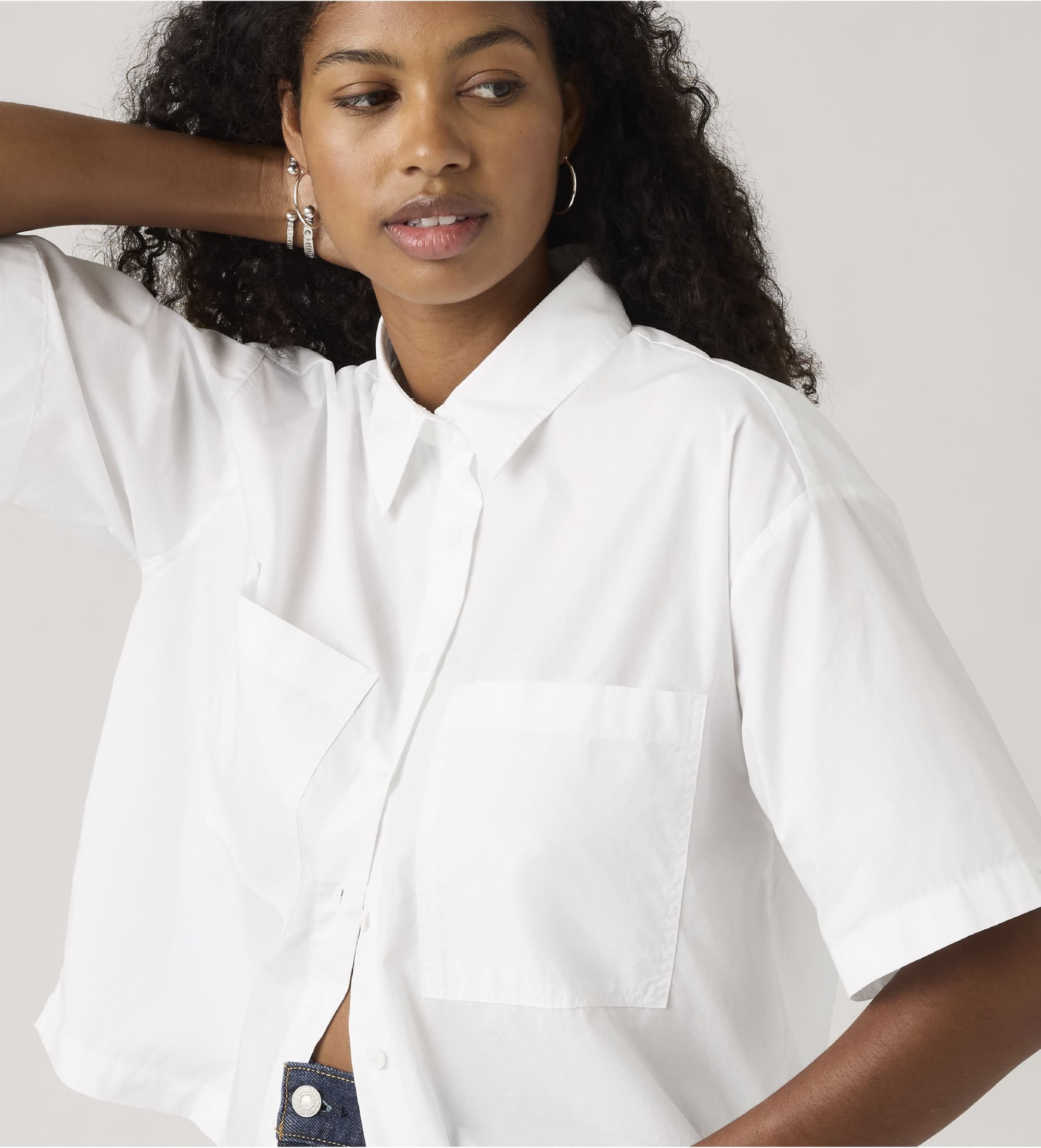 Levi's für Damen. 003QI-0001 Harlie Shirt weiß (XL), Lässig, Baumwolle, Kurzarm