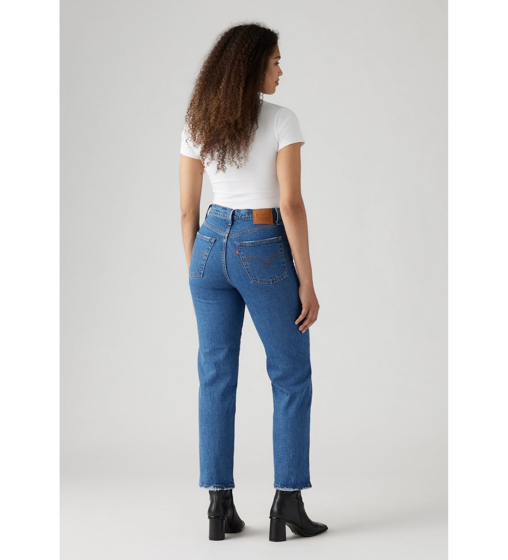 Levi's für Damen. 72693-0117 Jeans Ribcage Straight Knöchel blau (25/27), Lässig, Baumwolle, Denim