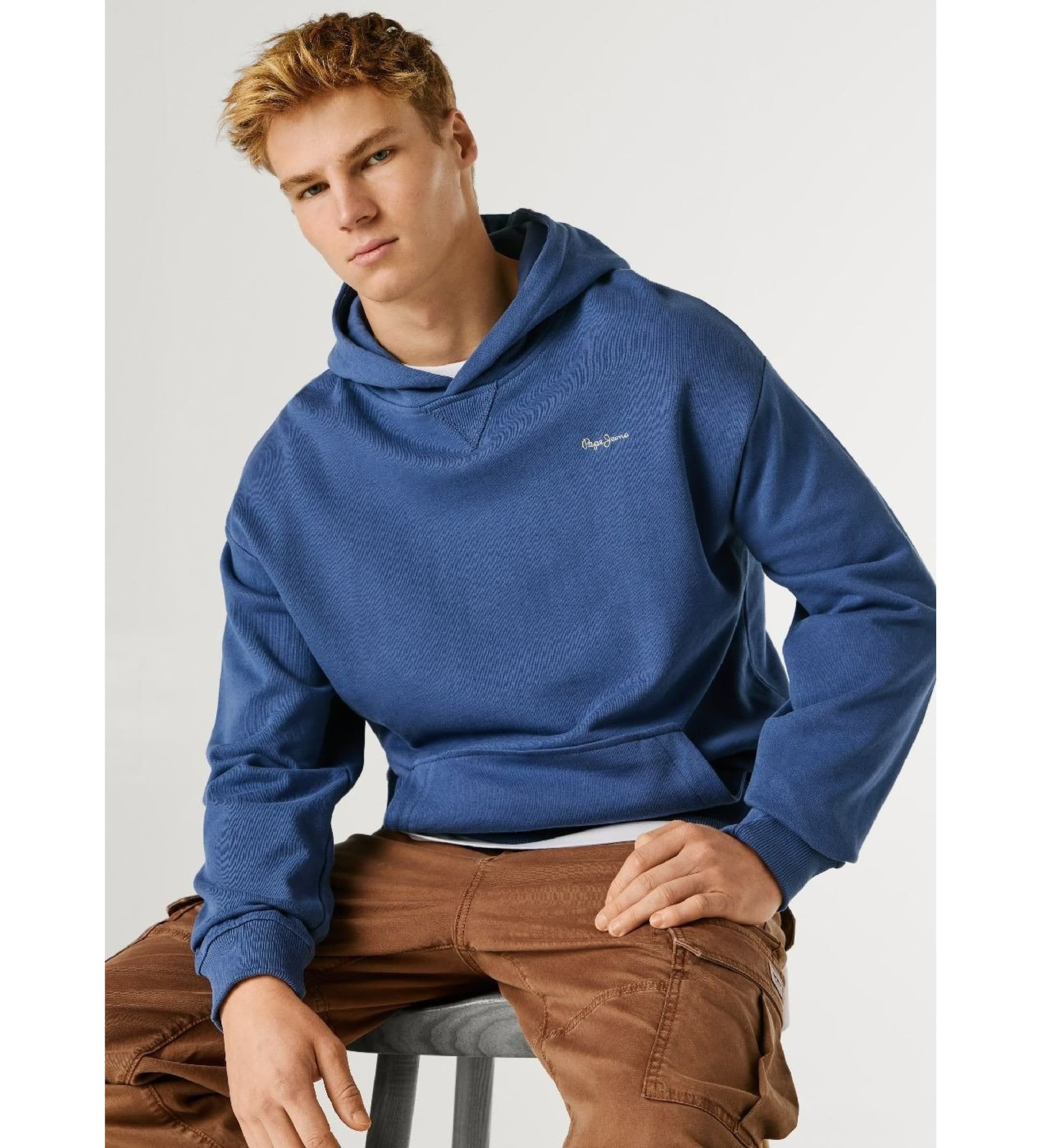 Pepe Jeans für Herren. PM5800155 Sweatshirt Geo Small Logo blau (M), Lässig, Baumwolle
