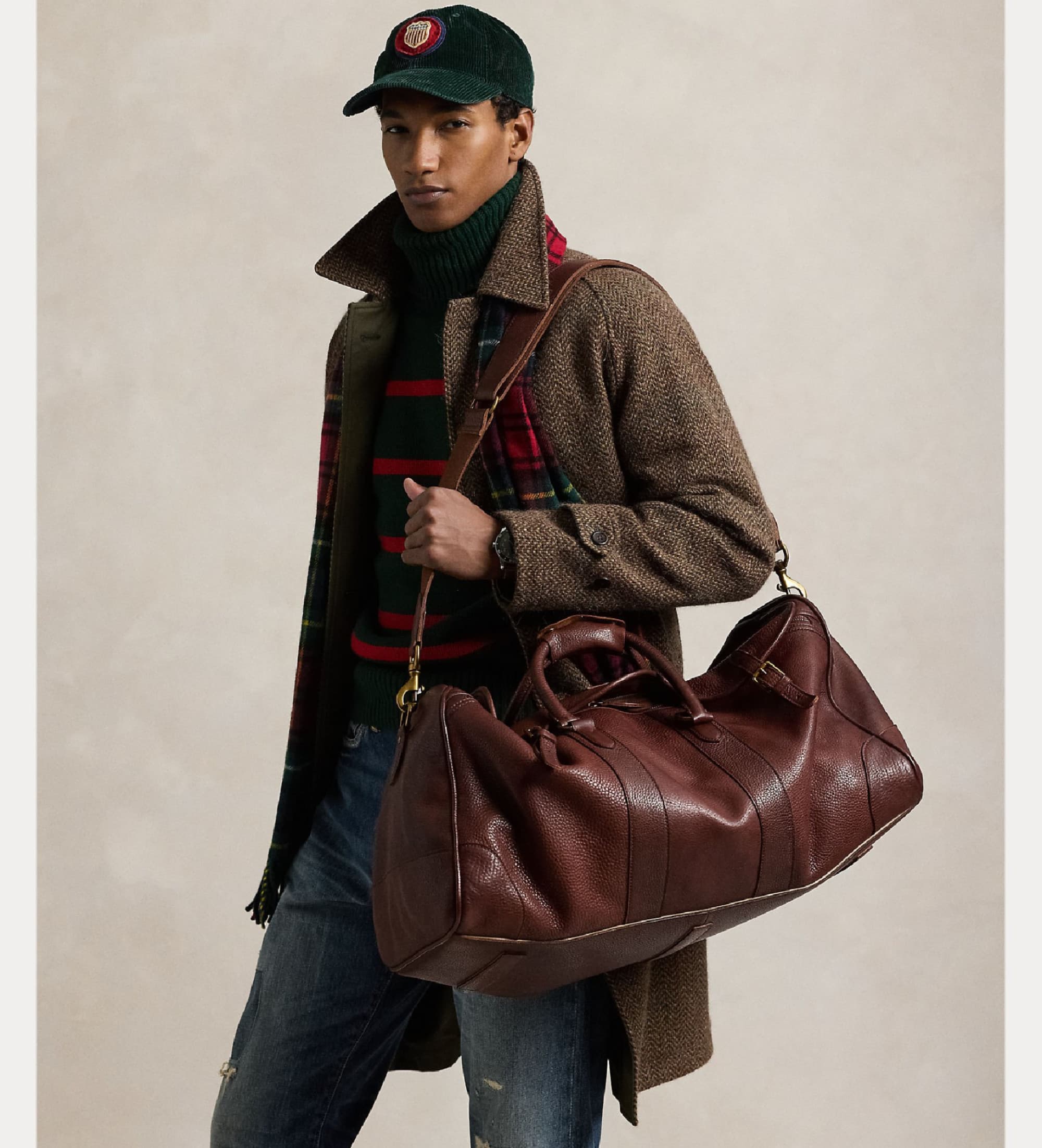 Polo Ralph Lauren für Herren. 405946034001 Heritage Reisetasche aus braunem Leder (OSFA), Lässig
