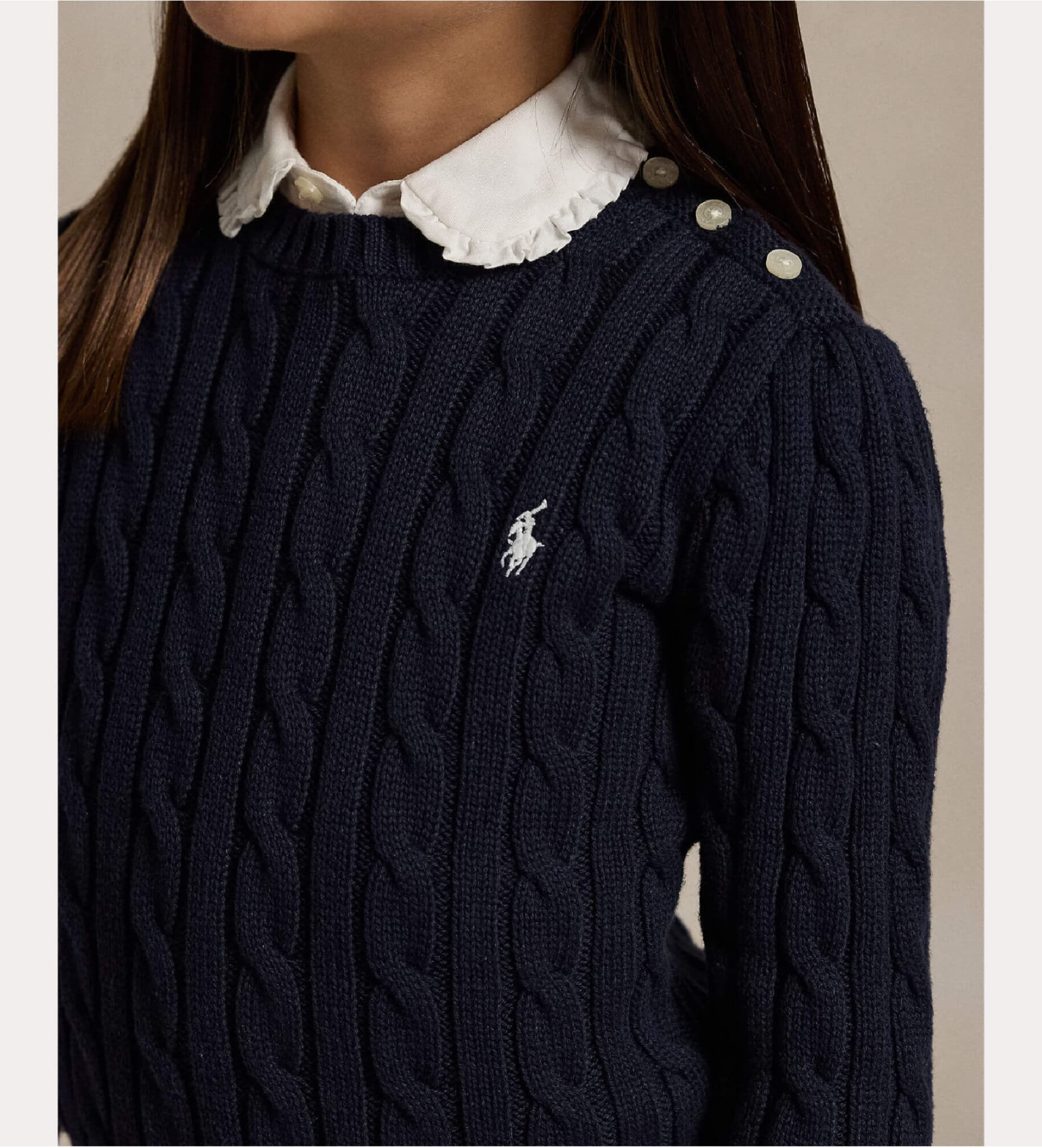 Polo Ralph Lauren pour fille. 312901316009 Pull en maille torsadée marine (6.5años= 124/128cm), Casuel, Coton, mode enfantine