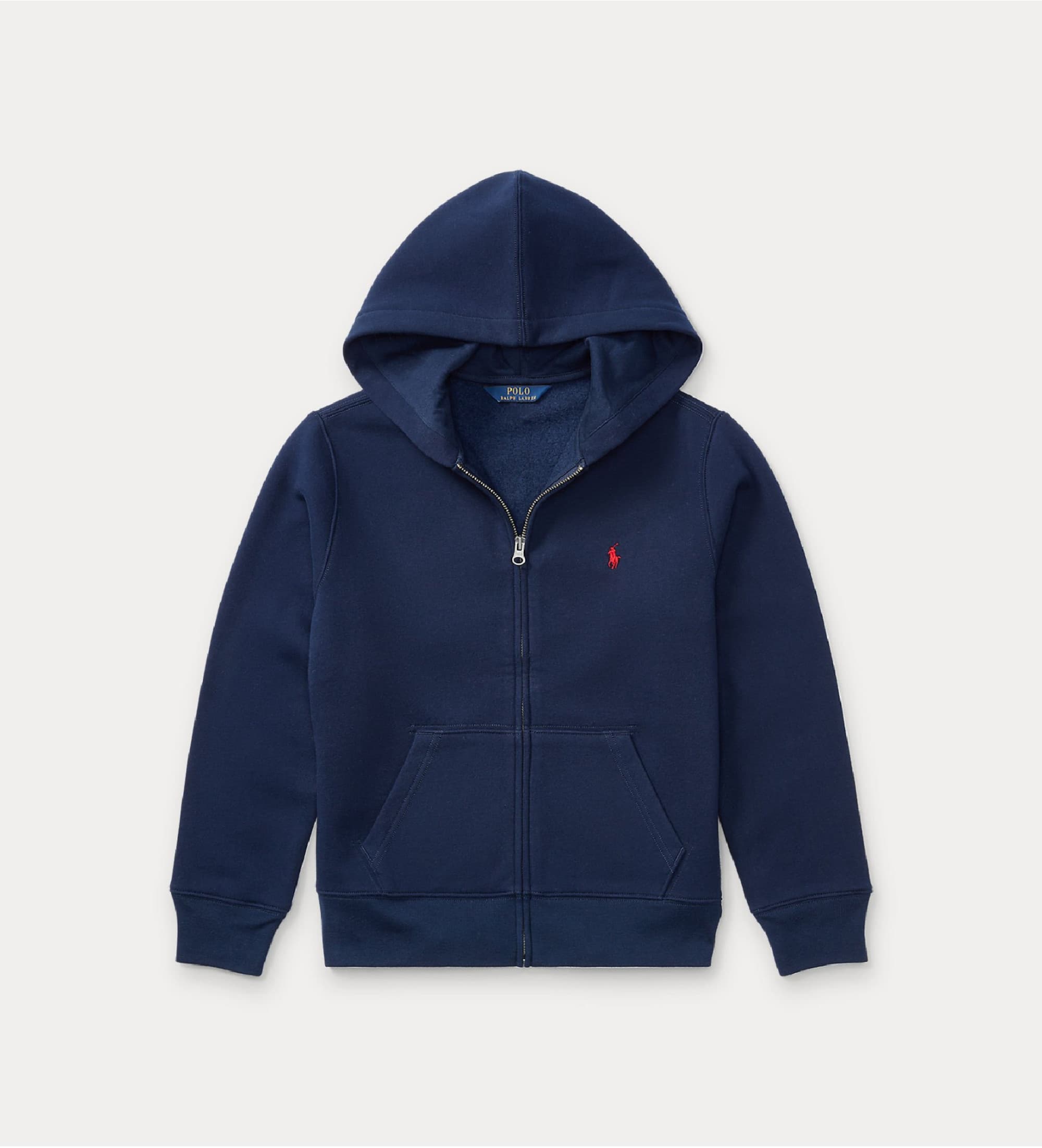 Polo Ralph Lauren pour garçon. 323547626001 Sweat-shirt bleu à capuche en polaire et coton ((M) 8/9años= 140/149cm), Casuel, Marine, mode en