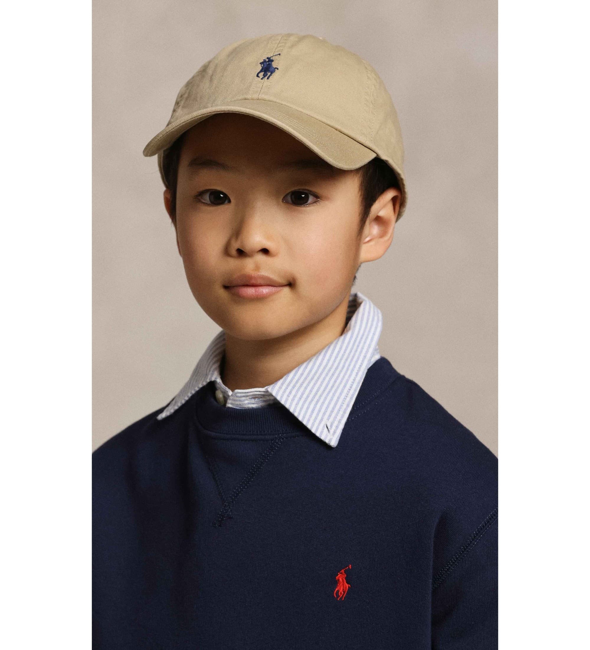 Polo Ralph Lauren unisex pour enfant. 323552489002 Casquette chino en coton beige (OSFA), Casuel, mode enfantine