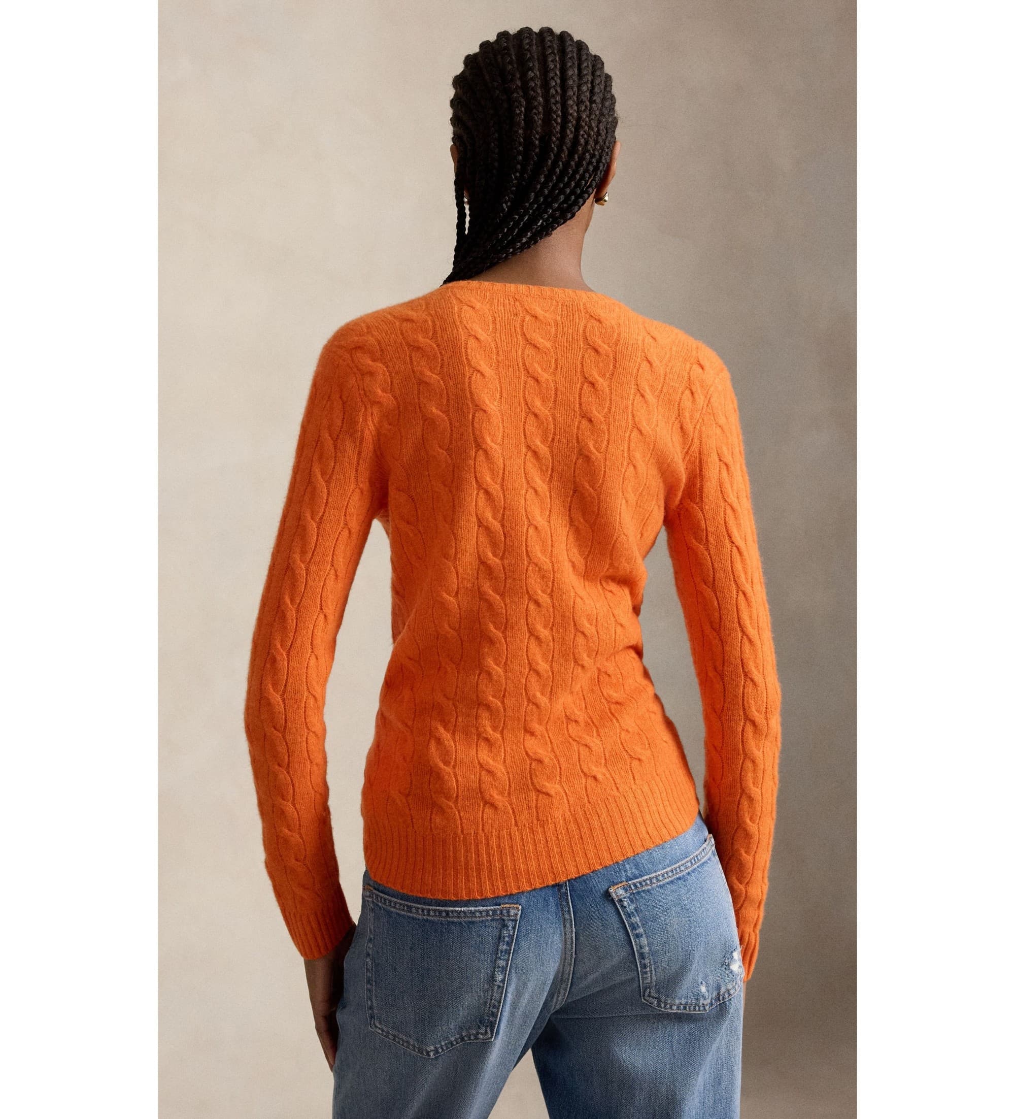 Polo Ralph Lauren pour femme. 211971866503 Pull en cachemire et laine orange (XXL), Casuel, Manche longue