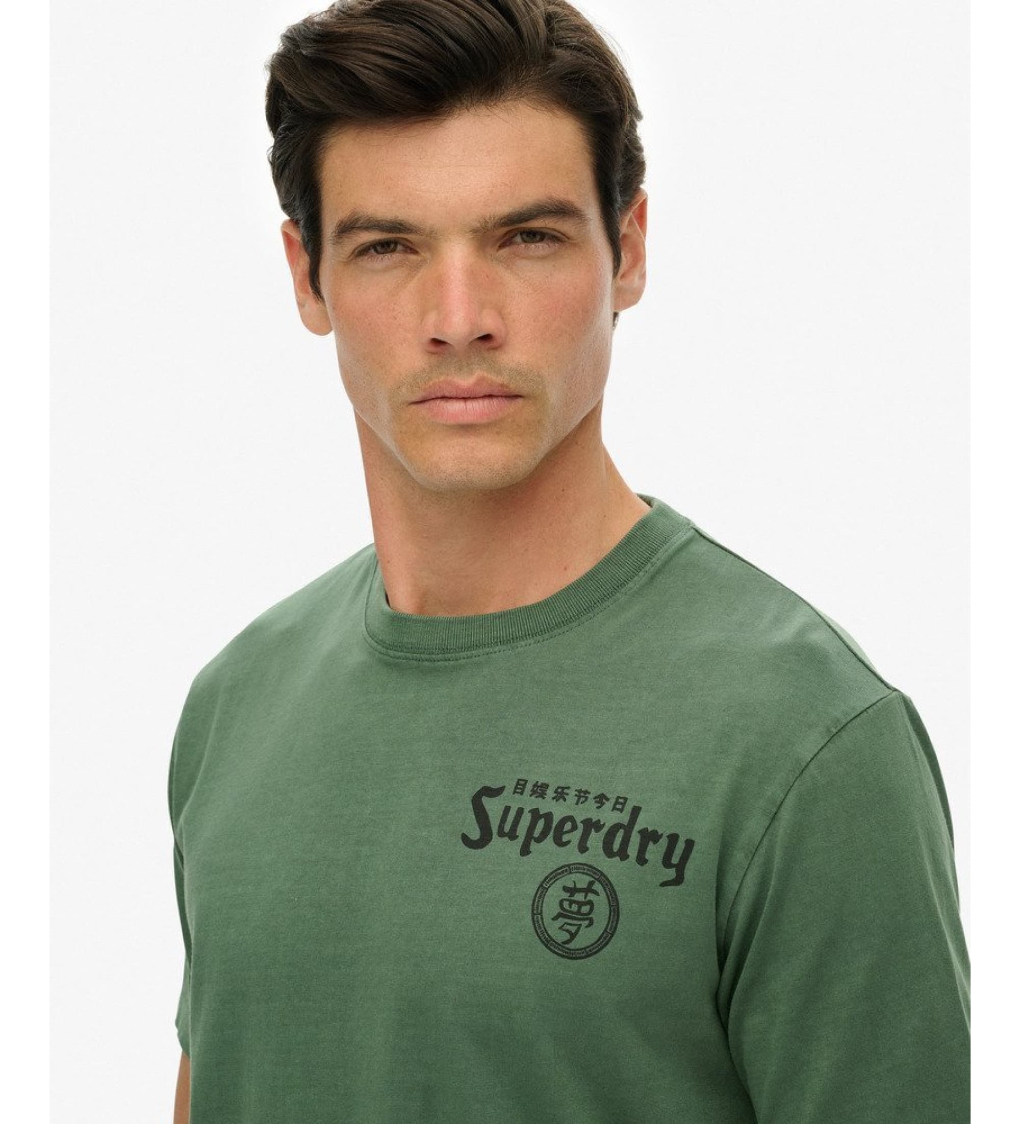 Superdry pour homme. M1012248A Tokyo Narrative Loose T-shirt vert (XXL), Casuel, Coton, Manche courte