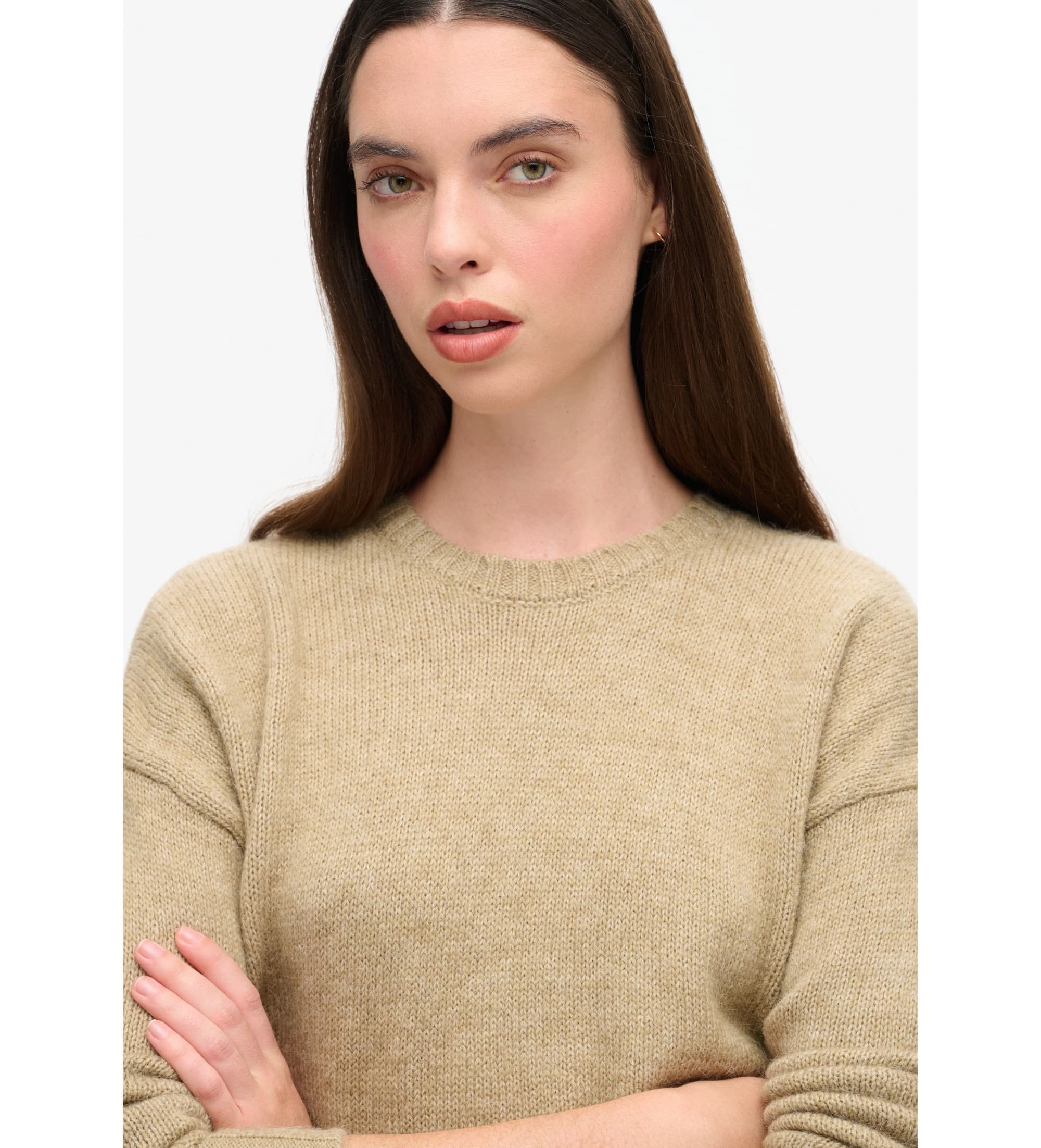 Superdryvoor vrouwen. W6110567A Essentiële trui bruin (XS), Casual, Acryl