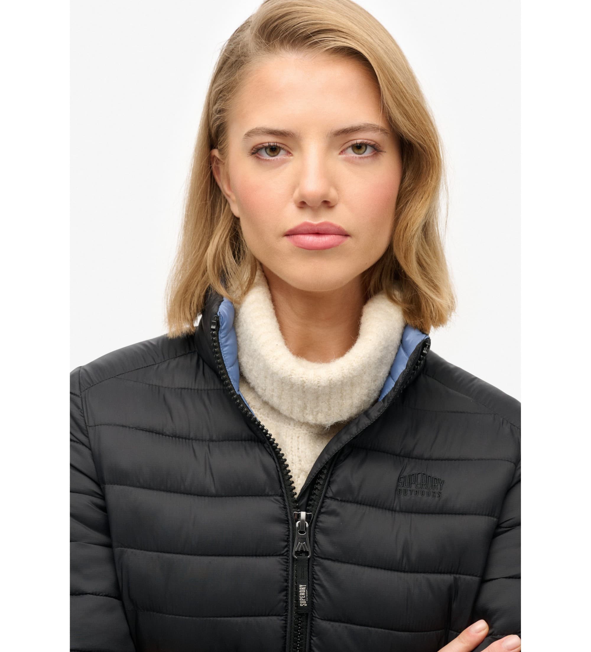 Superdryvoor vrouwen. W5012067A Fuji Lite Jas zwart (L), Casual, Gerecycled nylon