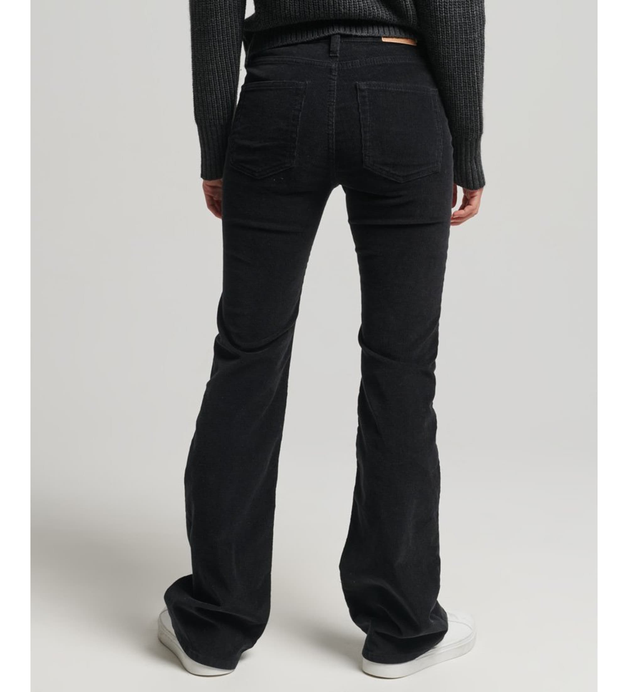 Superdry pour femme. W7010445A Jean skinny en velours côtelé à jambe évasée et taille moyenne noir (26/33), Casuel, Coton