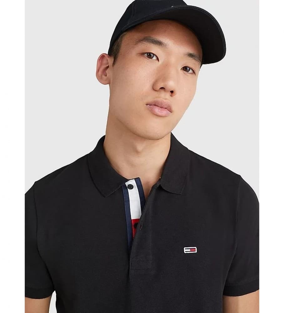Tommy Jeans für Herren. DM0DM15370 Poloshirt aus reiner Baumwolle mit schwarzer Passform (XS), Lässig, Kurzarm, Bio-Baumwolle, Nachhaltig