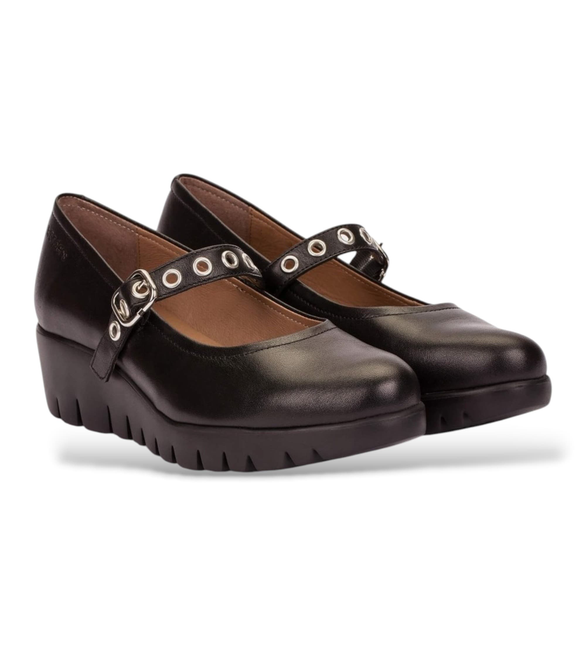 Wonders pour femme. C-33343_2525_5792 Chaussures en Cuir Fly 43 Noir (41), 1 à 3 cm, Boucle, Casuel