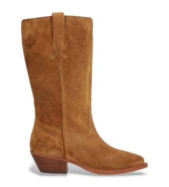Alpevoor vrouwen. 554611 Bruine leren westernlaarzen (40), Leer, 1 tot 3 cm, Ritssluiting, Casual