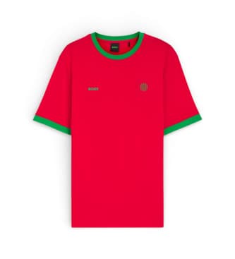 BOSSvoor mannen. 50562134 Lux T-shirt rood (S), Casual, Katoen, Korte mouwen