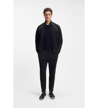 BOSSvoor mannen. 50555906 Trainingspak met contrasterende biezen (M), Casual, Sportief, Katoen, Meerdere sporten, Lange mouwen, Marineblauw