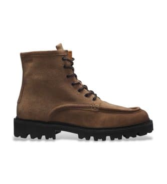 BOSSvoor mannen. 50573413 Julio Halb beige leren laarzen (42), Leer, Bruin, Plat, Ritssluiting, Casual