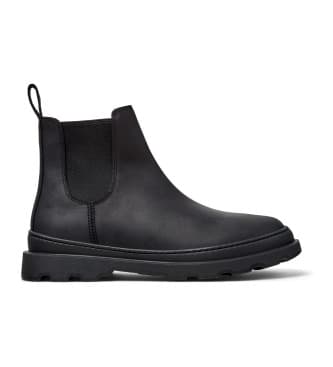 Campervoor mannen. K300534-001 Brutus Leren Enkellaarsjes zwart (45), Leer, Plat, Geen, Casual