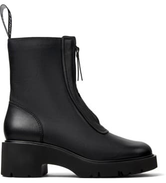 Campervoor vrouwen. K400776-001 Milah leren laarzen zwart (38), Leer, 1 tot 3 cm, Ritssluiting, Casual