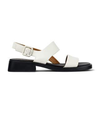 Campervoor vrouwen. K201486-007 Dana leren sandalen wit (37), Leer, 1 tot 3 cm, Gesp, Casual