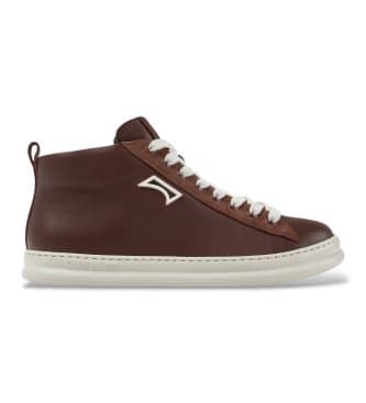 Campervoor mannen. K300550-003 Bruine leren enkellaars-sneakers Peu Touring (41), Leer, Plat, Geen, Casual