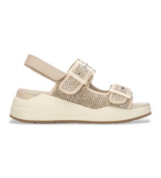 Carmelavoor vrouwen. 16326701-BEIGE Sandalen 163267 beige (37), Stof, 3 tot 5 cm, Gesp, Casual