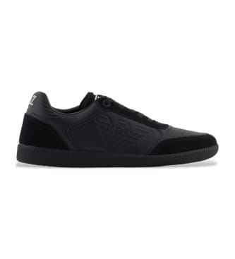 EA7unisex. 7X000405_AF19826 Heritage Eagle Leren Sneakers zwart (44 2/3), Plat, Veters, Casual