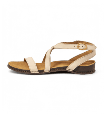 El Naturalistavoor vrouwen. 2580211ZZ005_020 Leren sandalen N5802 Panglao beige (36), Leer, Plat, Gesp, Casual