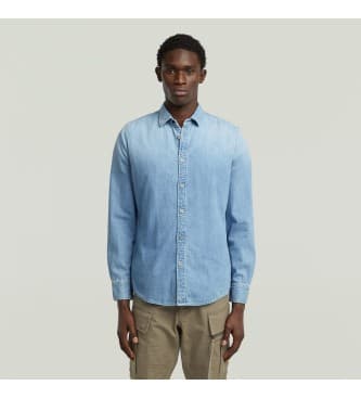 G-Starvoor mannen. D27681-D252-G614 Clean Slim overhemd blauw (XS), Casual, Lange mouwen, Duurzaam, Gerecycled Katoen