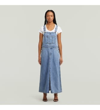 G-Starvoor vrouwen. D27734-D536-H550 Skater maxi salopette jurk blauw (S), Casual, Katoen, Denim, Mouwloos / spaghettibandjes