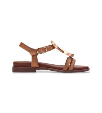 Hispanitasvoor vrouwen. HV264765 Bruine Bali sandalen (36), Leer, Plat, 1 tot 3 cm, Gesp, Casual