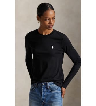 Polo Ralph Laurenvoor vrouwen. 211B14604004 Classic Fit gebreid T-shirt van zwart katoen (L), Casual, Lange mouwen