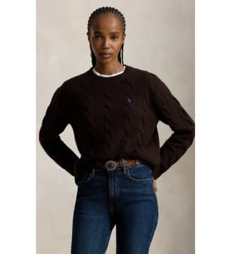 Polo Ralph Laurenvoor vrouwen. 211A91216017 Bruine trui van wol en kasjmier (XS), Casual, Lange mouwen