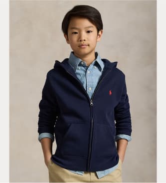 Polo Ralph Laurenvoor jongens. 323547626001 Blauw fleece en katoenen sweatshirt met capuchon ((M) 8/9años= 140/149cm), Casual, Marineblauw,
