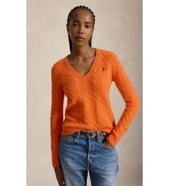 Polo Ralph Laurenvoor vrouwen. 211971866503 Oranje trui van kasjmier en wol (XXL), Casual, Lange mouwen