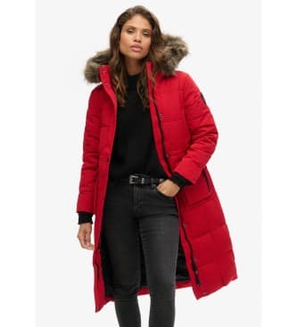 Superdryvoor vrouwen. W5011566A Everest Gewatteerde Lange Jas rood (S), Casual, Polyester