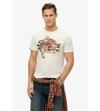 Superdryvoor mannen. M1012111A Vintage T-shirt Tokio wit (XXL), Casual, Katoen, Korte mouwen