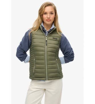 Superdryvoor vrouwen. W5011892A Fuji Lite gewatteerd vest groen (XL), Casual, Nylon