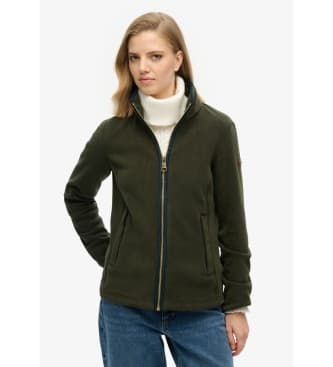 Superdryvoor vrouwen. W2012336A Estate Full Zip Fleece groen (S), Casual, Gerecycled polyester, Duurzaam