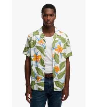 Superdryvoor mannen. M4011128A Shirt Hawaiiaans groen (S), Casual, Modaal, Korte mouwen