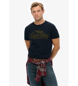 Superdryvoor mannen. M1012229A Heritage Brand Relaxed T-shirt marine (M), Casual, Katoen, Korte mouwen, Marineblauw