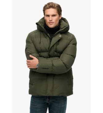 Superdryvoor mannen. M5012285A Jas 5 Baffle Sport Puffer groen (L), Casual, Gerecycled polyester, Duurzaam