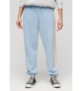 Superdryvoor vrouwen. W7011074A Joggerbroek met strepen aan de zijkanten Vingate blauw (S), Casual, Katoen