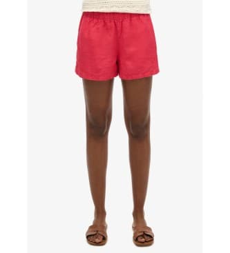 Superdryvoor vrouwen. W7110450A Kort linnen rood (M), Casual, Vlas
