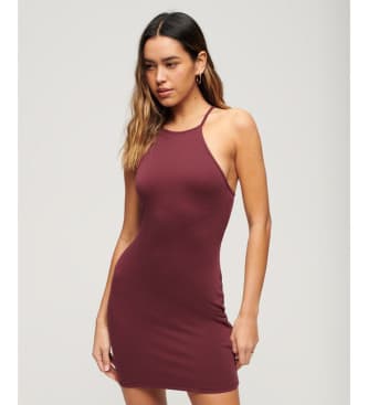 Superdryvoor vrouwen. W8011537A Maroon olympisch mini jurkje (XS), Casual, Granaatappel, Modaal, Mouwloos / spaghettibandjes