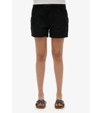 Superdryvoor vrouwen. W7110467A Cargo shorts Hot zwart (L), Casual, Katoen